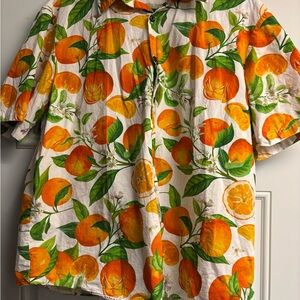 Men's Orange Print Casual Button Down Shirt